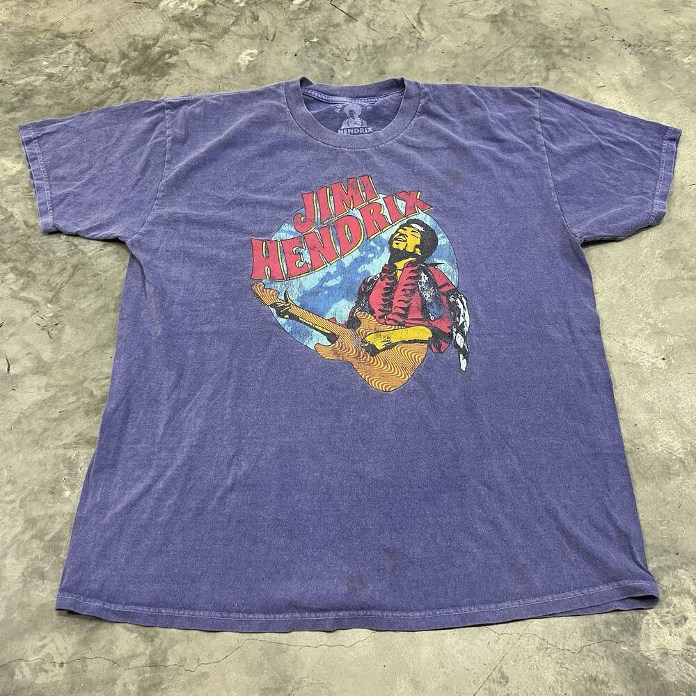 Jimi Hendrix Graphic T-shirt Men Large Purple Short Sleeve Music READ